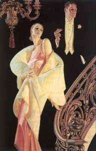 couple-descending-stairs-arrow-collar-advertisement-j-c-leyendecker